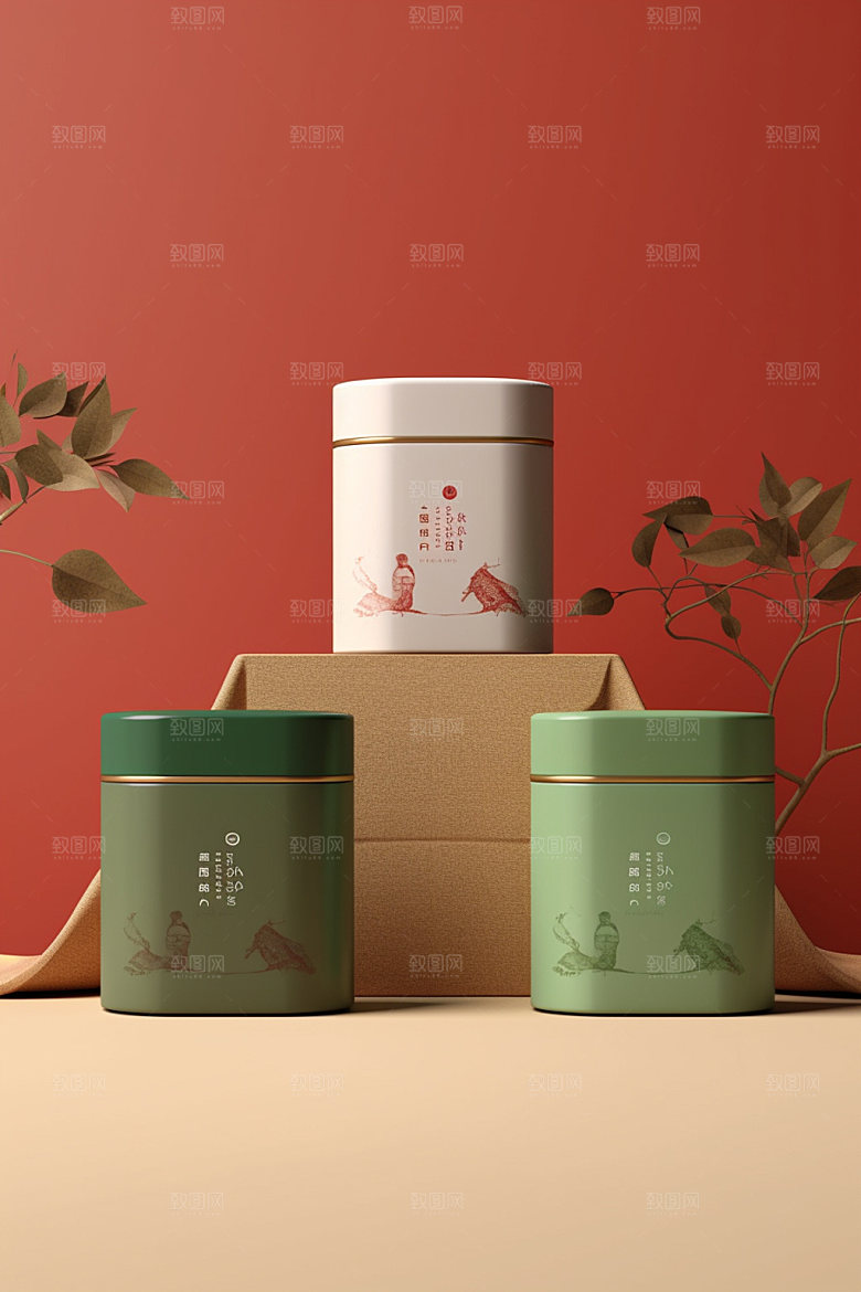 茶叶包装茶叶罐中国风模型