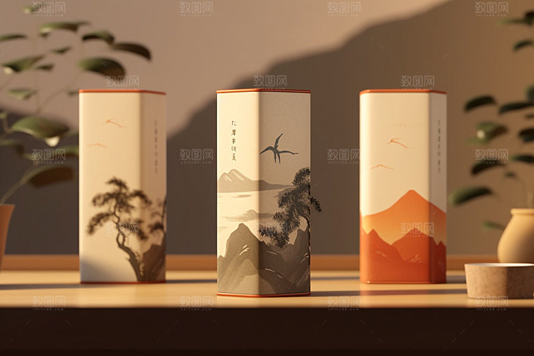 茶叶包装中式立体模型