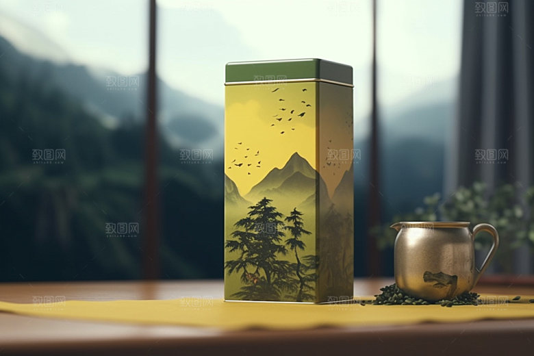 茶叶包装中式茶叶罐模型