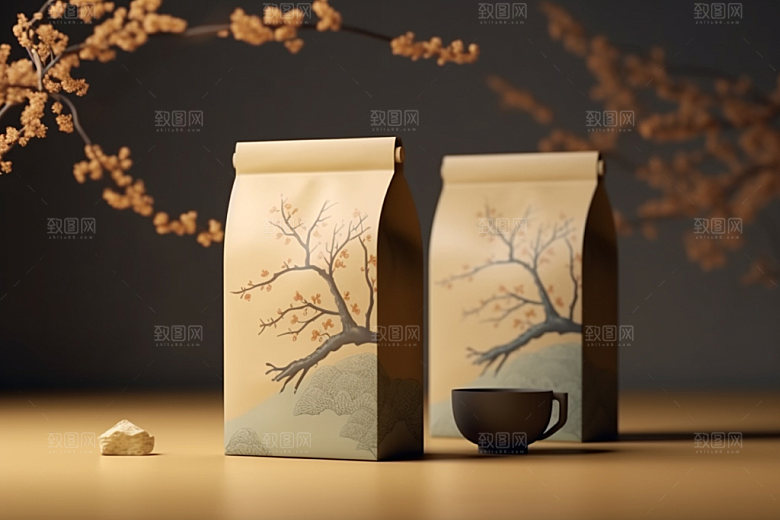 茶叶包装中国风立体模型