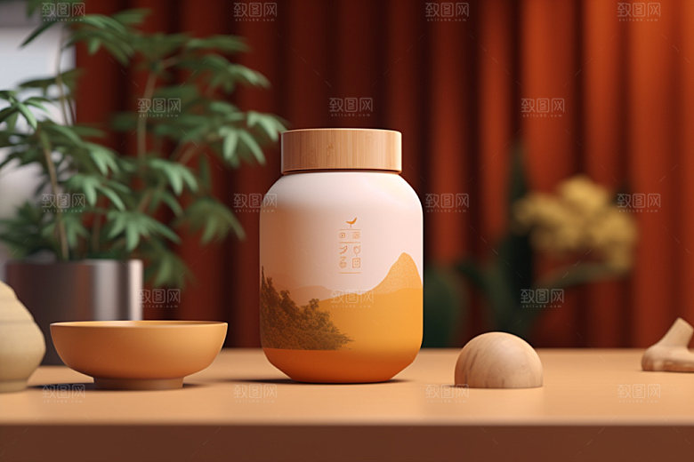 茶叶包装传统茶叶罐模型
