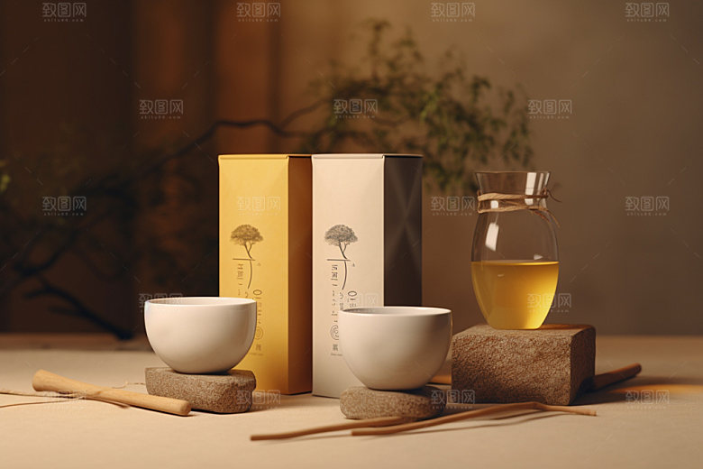 茶叶包装中式立体模型