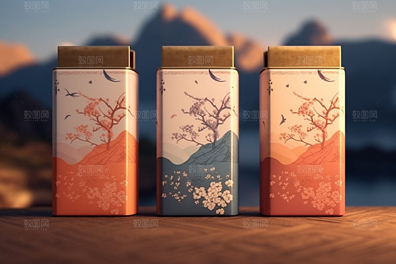 茶叶包装中国风立体模型