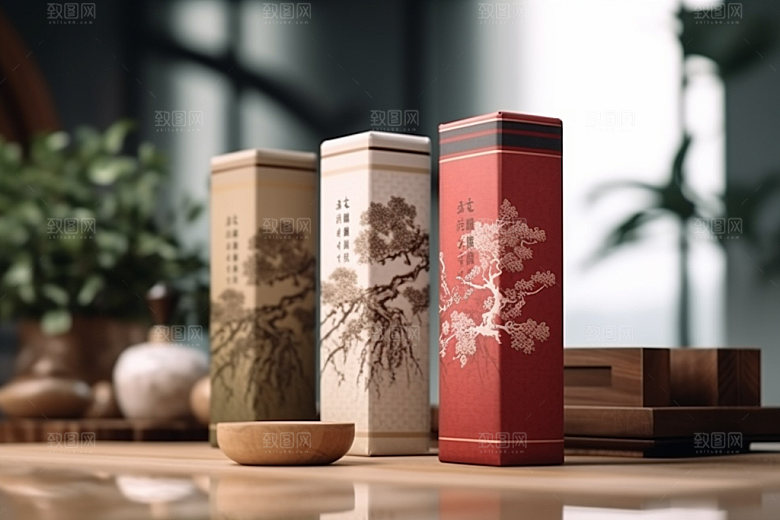 茶叶包装茶叶罐中国风模型