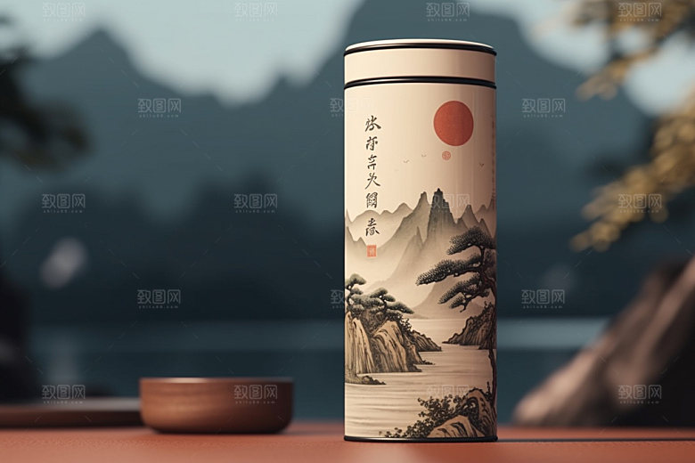 茶叶包装中式茶叶罐模型