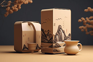茶叶包装中式立体模型