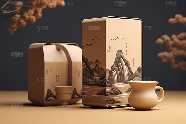 茶叶包装中式立体模型
