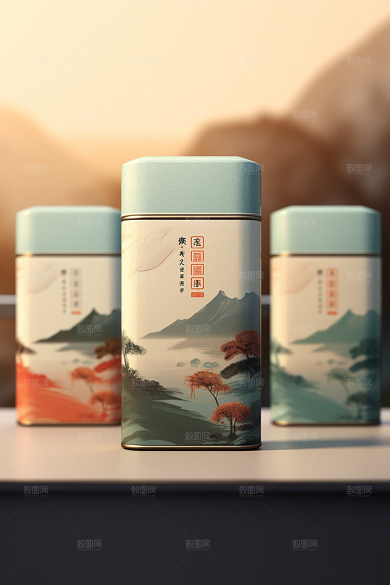 茶叶包装立体中国风模型