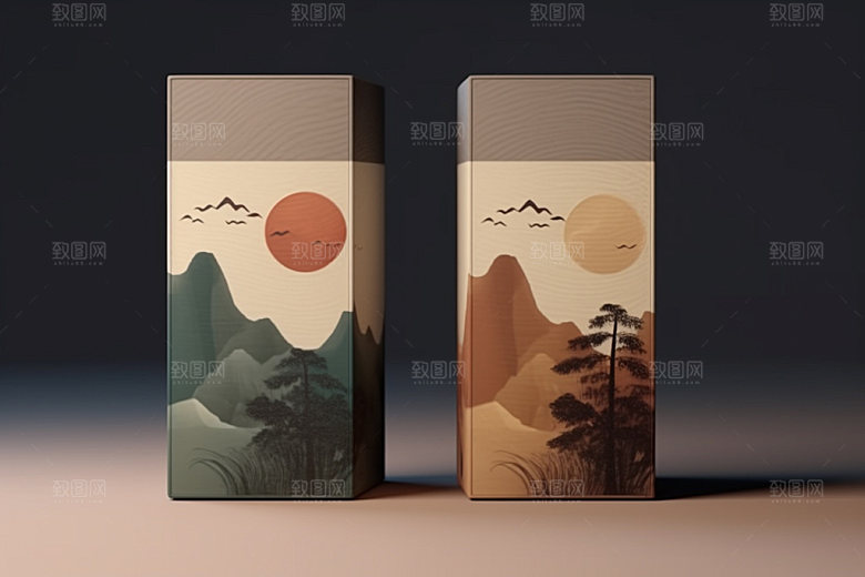 茶叶包装茶叶罐中国风模型