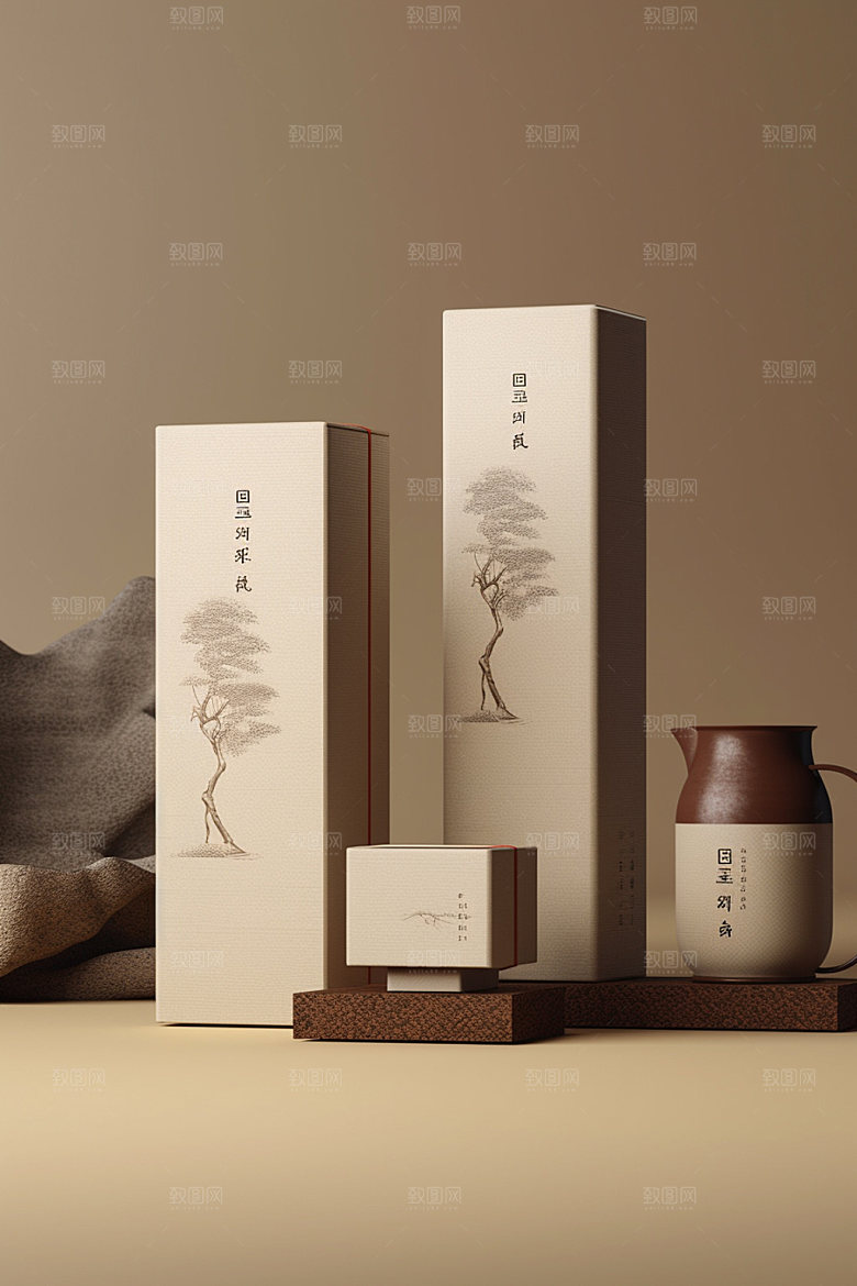 茶叶包装中国风立体模型