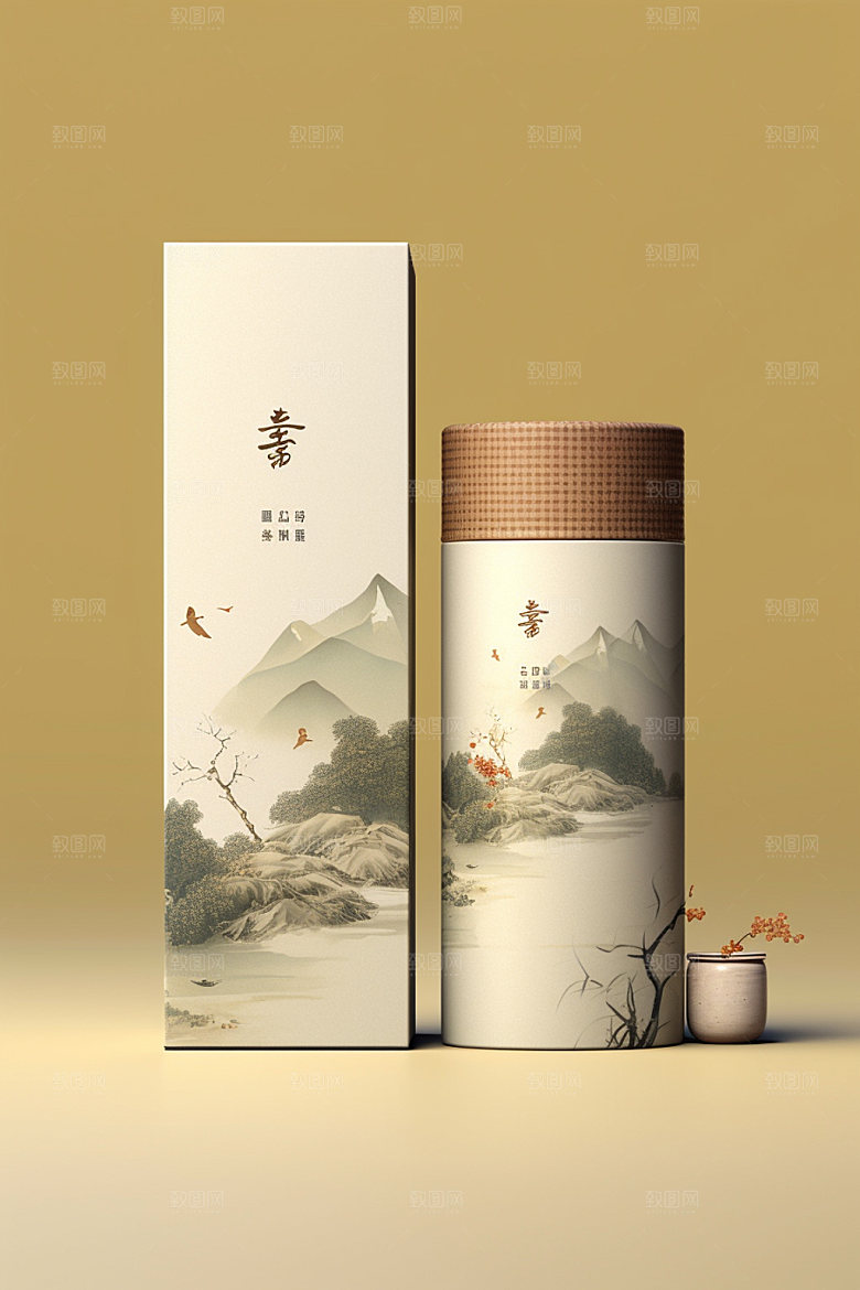 茶叶包装中式茶叶罐模型