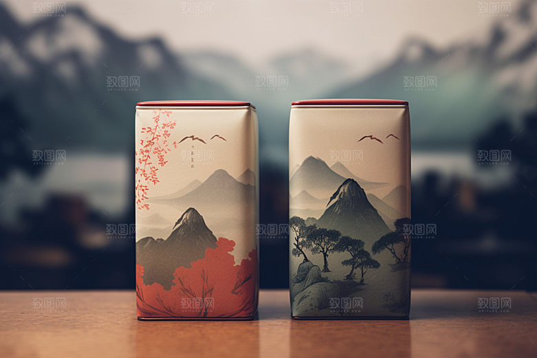茶叶包装中国风茶叶罐模型