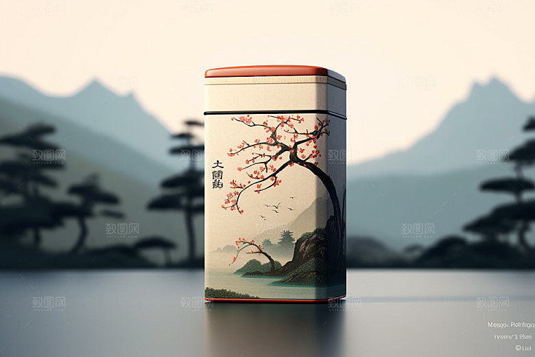 茶叶包装茶叶罐中式模型