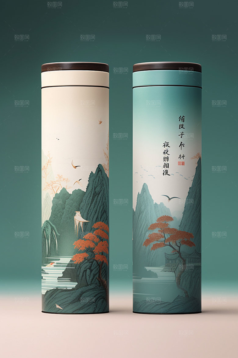 茶叶包装茶叶罐中式模型