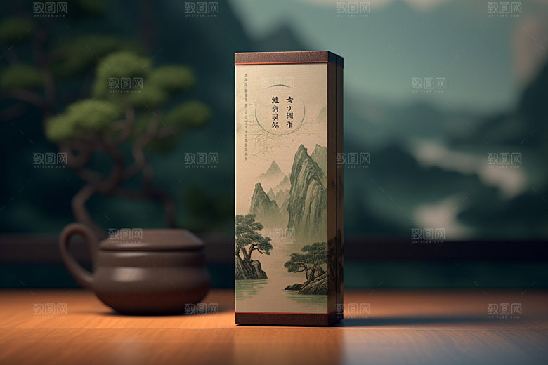 茶叶包装中国风立体模型
