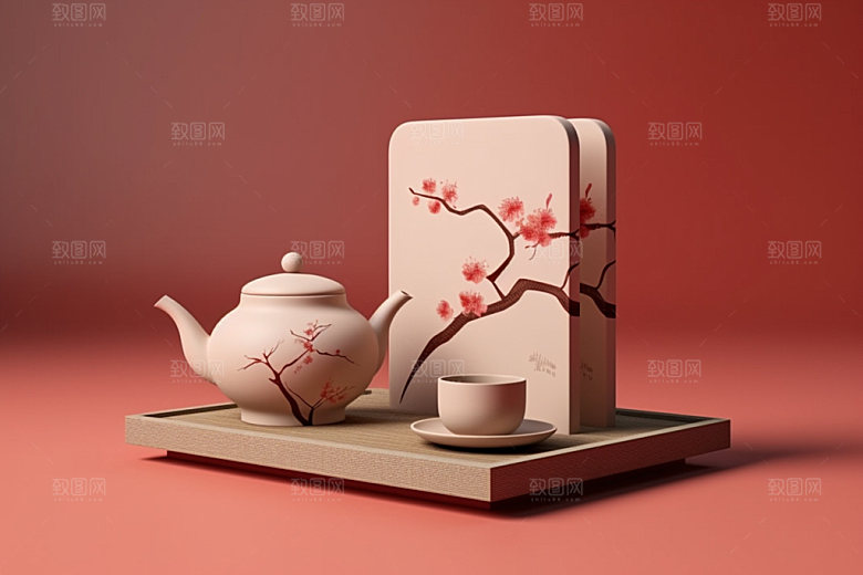 茶叶包装中国风茶叶罐模型