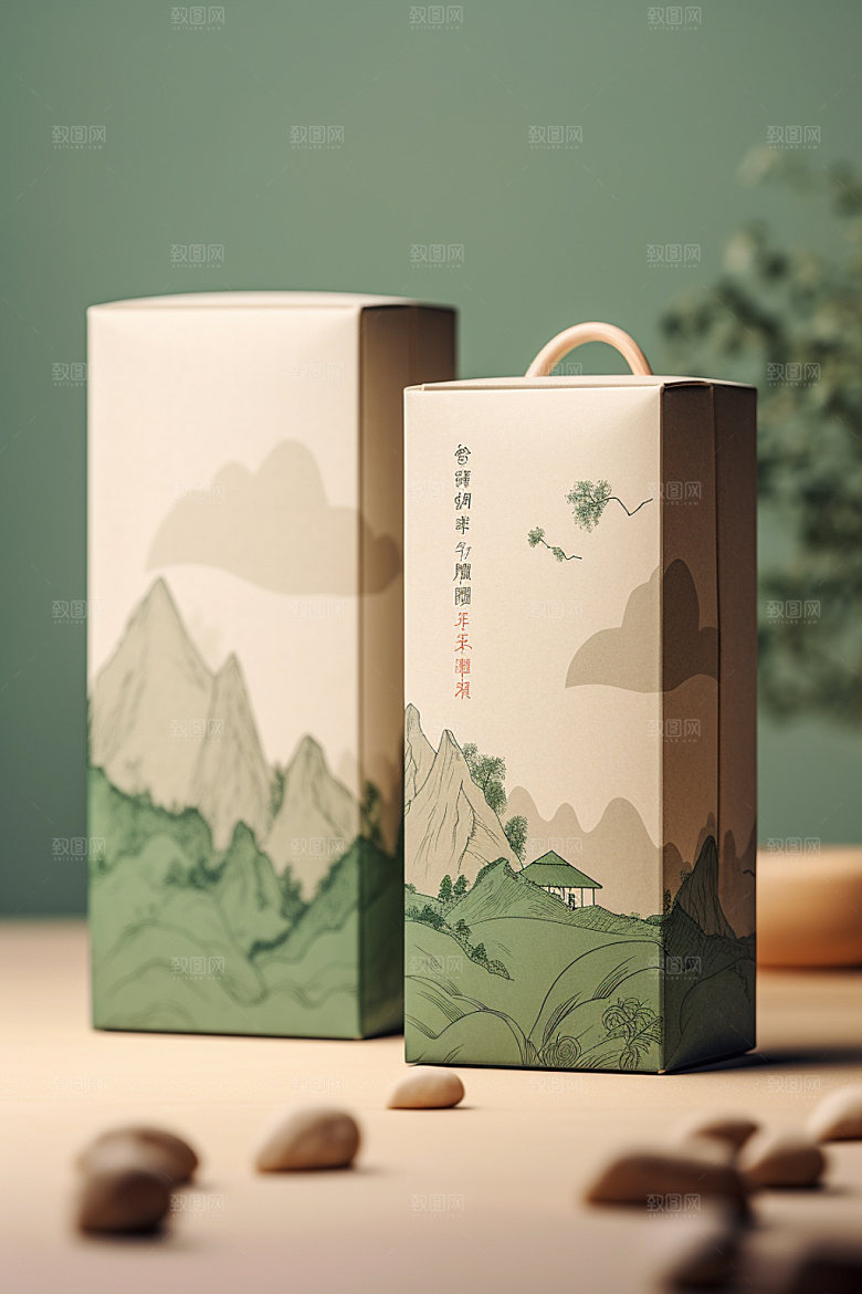 茶叶包装中式茶叶罐模型
