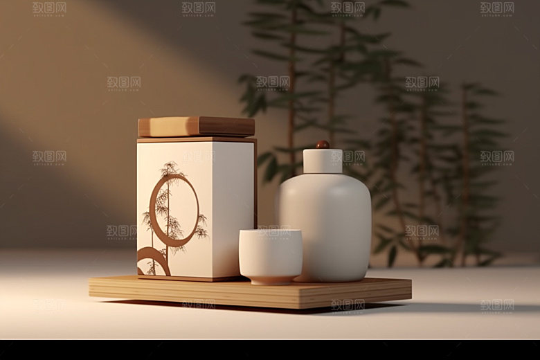 茶叶包装中式立体模型