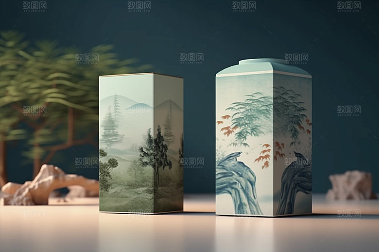 茶叶包装中国风中式模型