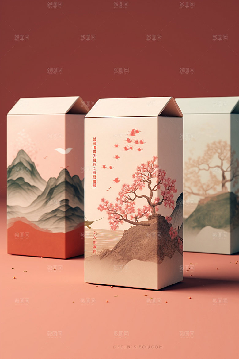 茶叶包装茶叶罐中式模型