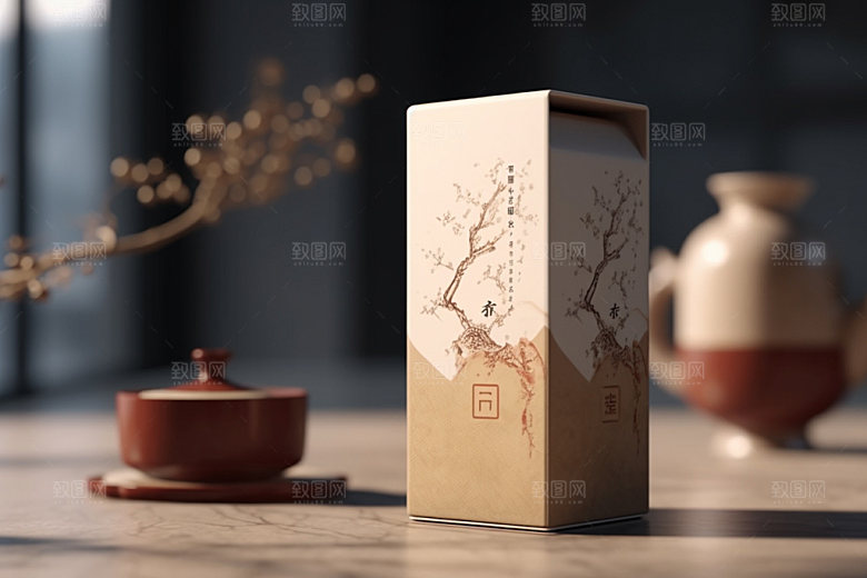 茶叶包装中国风中式模型