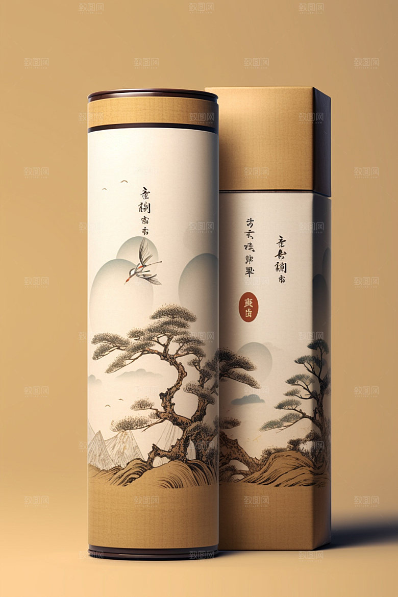 茶叶包装立体中式模型