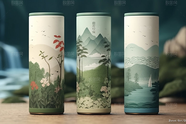 茶叶包装立体中国风模型