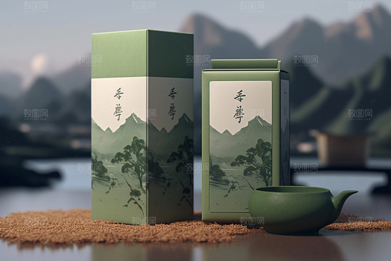 茶叶包装传统中国风模型
