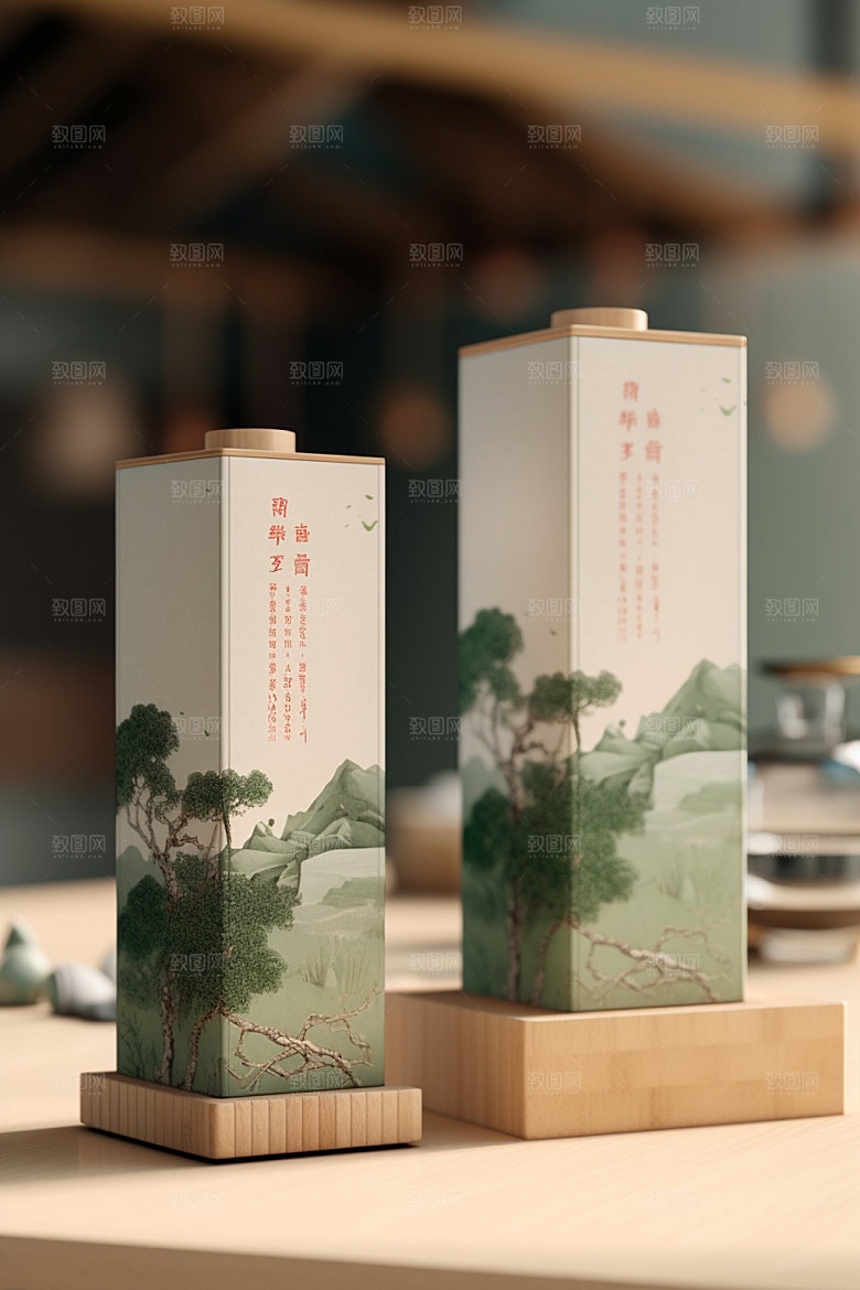 茶叶包装中国风中式模型