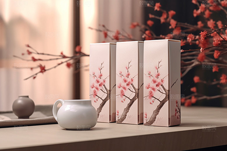 茶叶包装茶叶罐中式模型