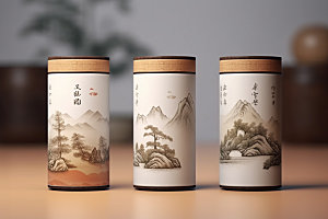 茶叶包装中式茶叶罐模型