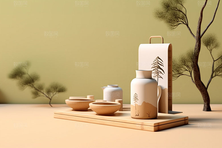 茶叶包装中式立体模型