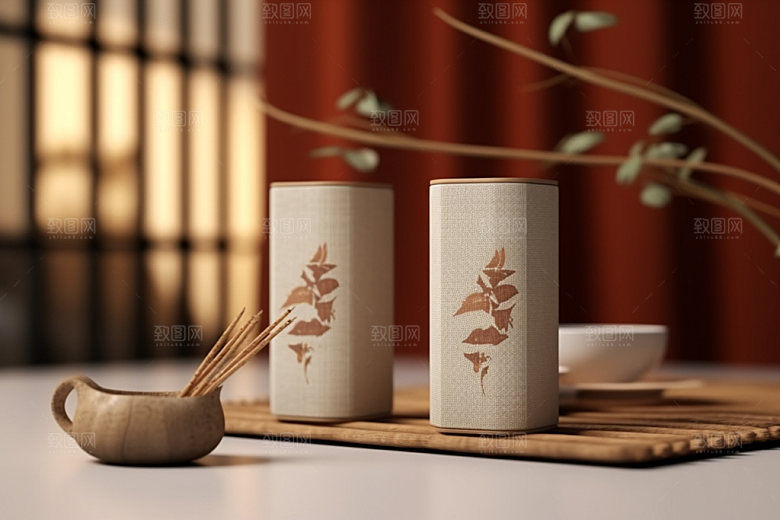 茶叶包装茶叶罐中式模型
