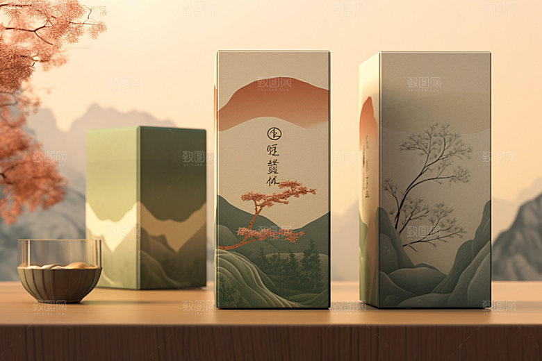 茶叶包装立体中式模型