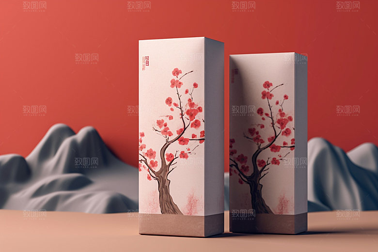 茶叶包装茶叶罐中国风模型