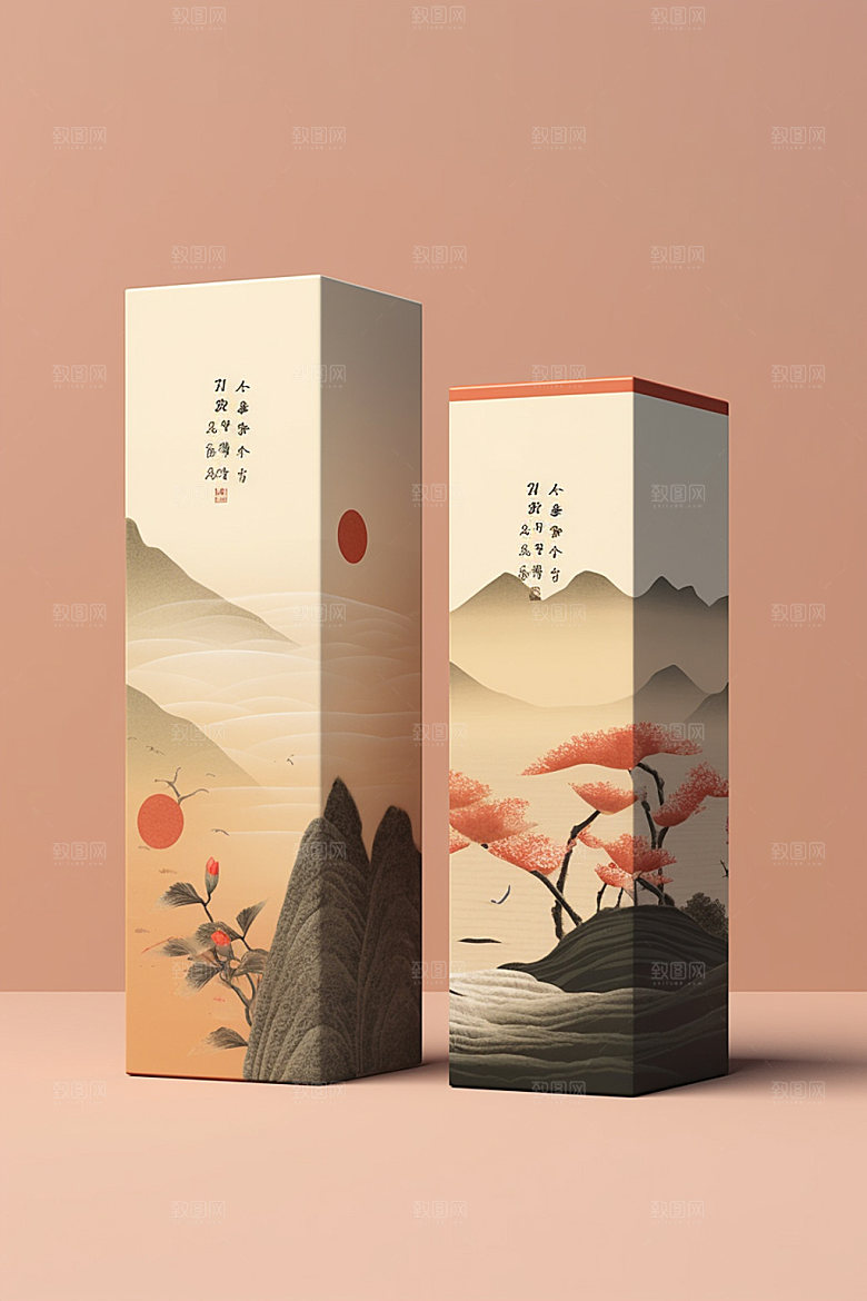 茶叶包装茶叶罐中式模型