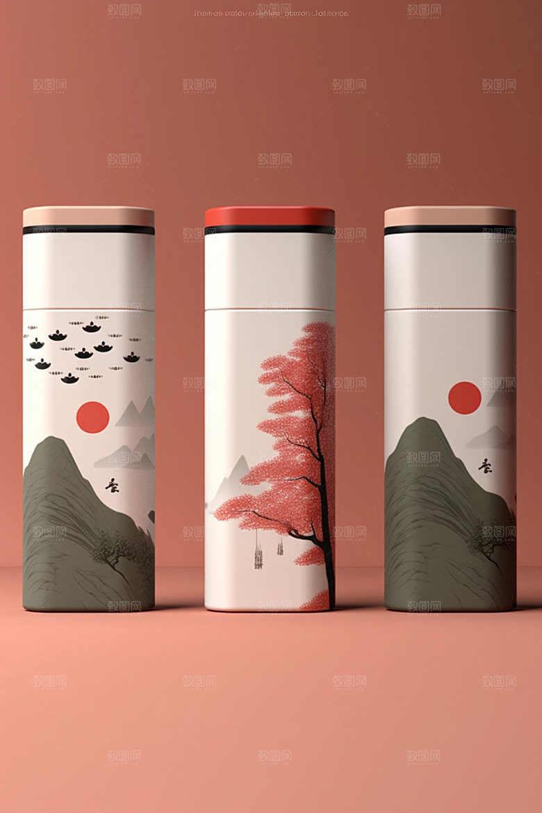 茶叶包装传统茶叶罐模型
