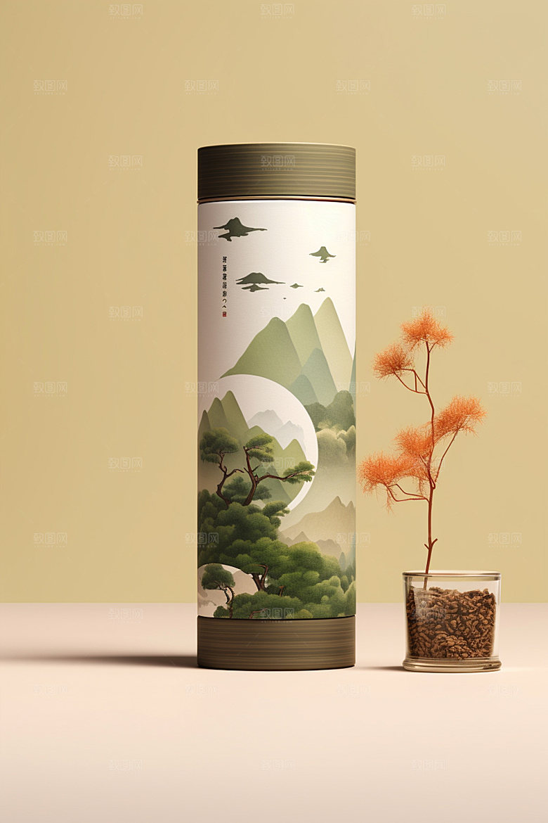 茶叶包装立体中式模型