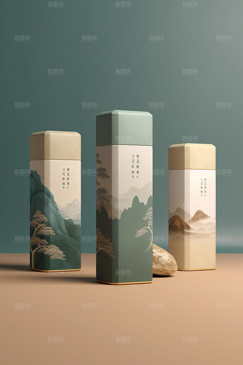 茶叶包装中国风立体模型