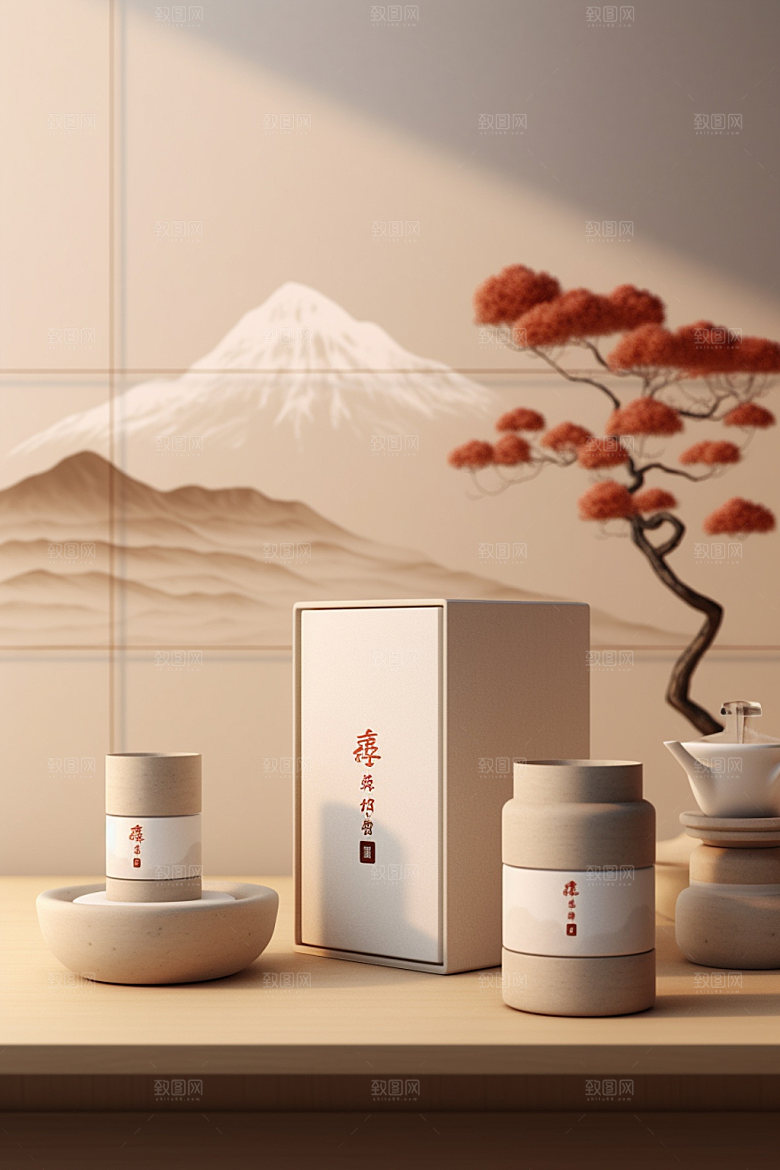 茶叶包装中国风茶叶罐模型