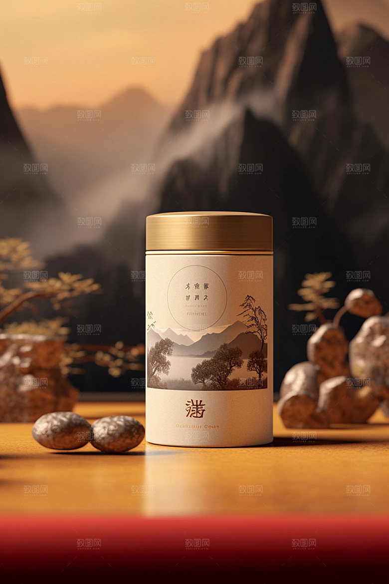 茶叶包装立体中国风模型