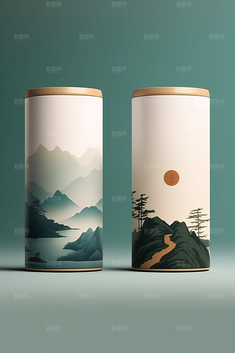 茶叶包装茶叶罐中式模型