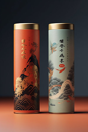 茶叶包装中式茶叶罐模型