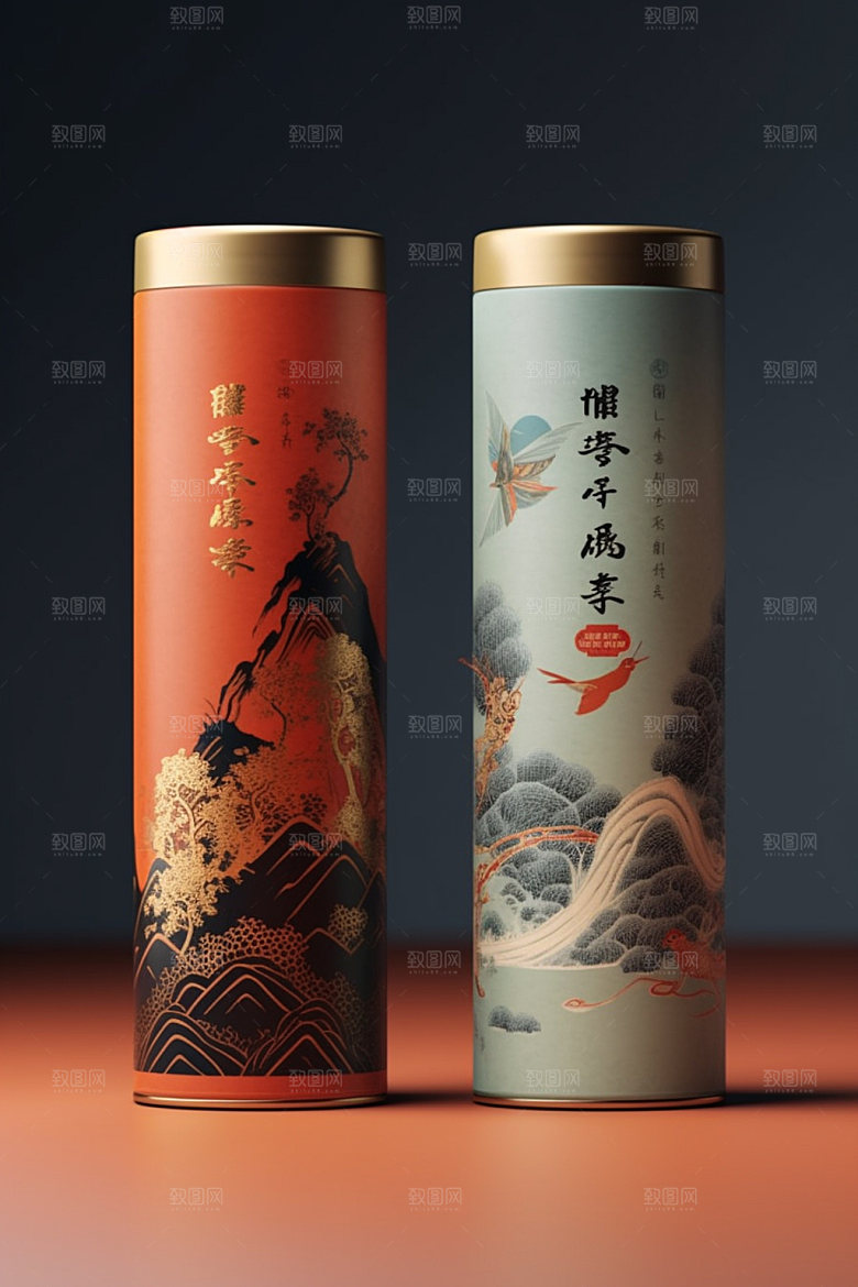茶叶包装中式茶叶罐模型