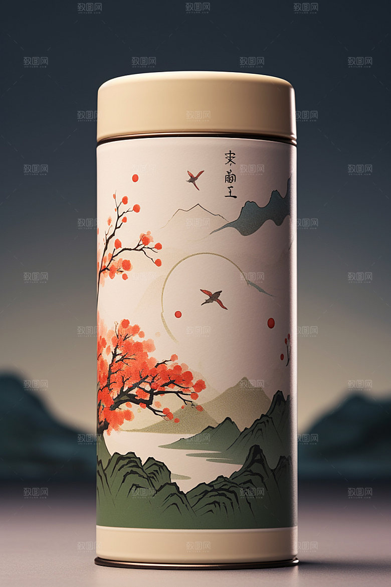 茶叶包装茶叶罐中式模型