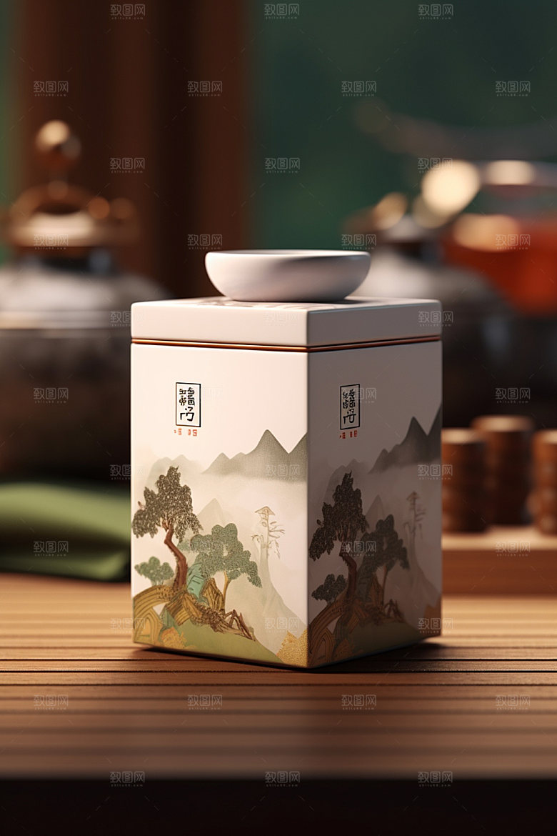 茶叶包装中国风中式模型