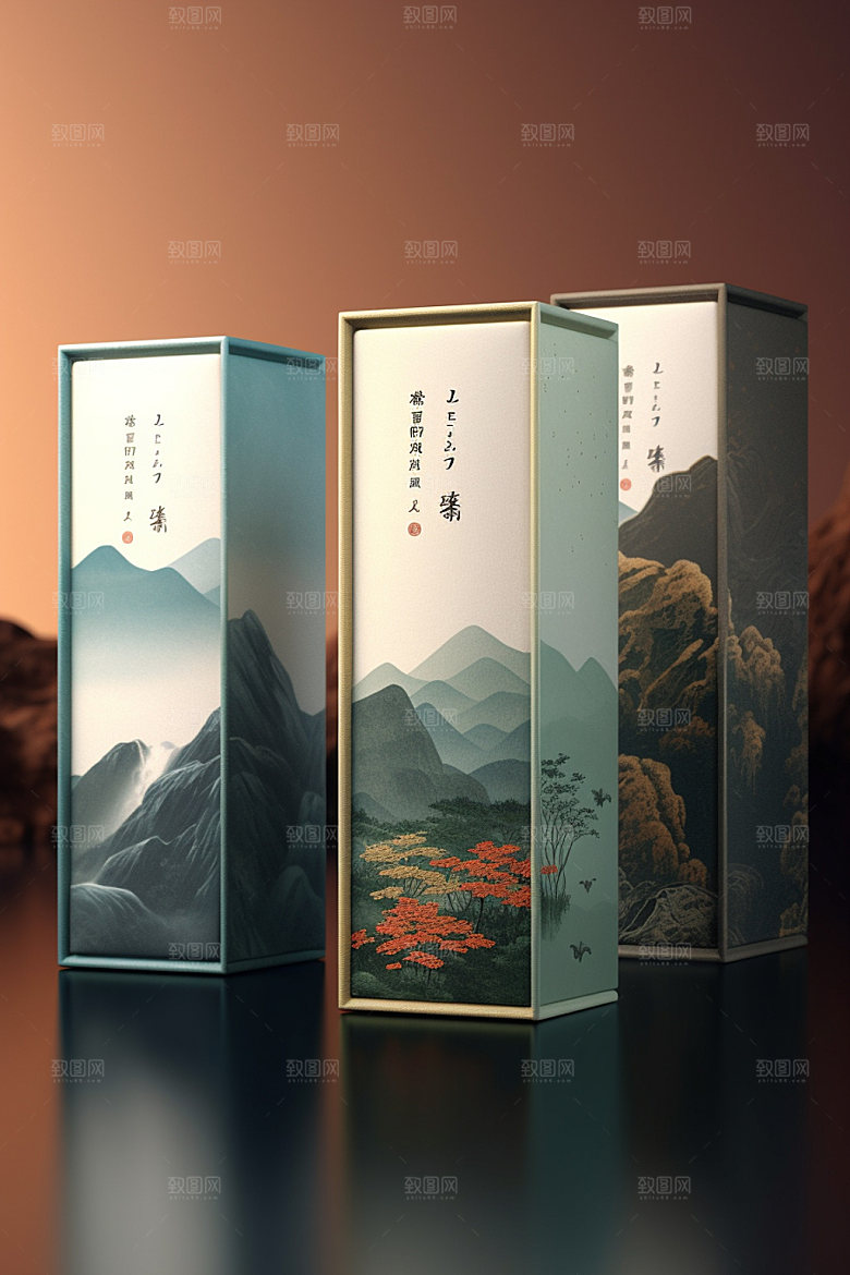 茶叶包装中国风立体模型