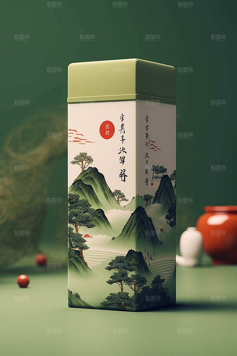 茶叶包装中国风立体模型