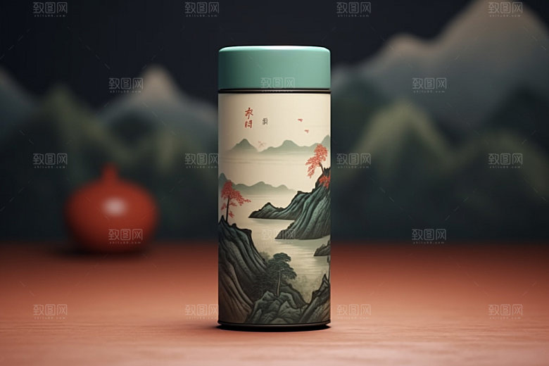 茶叶包装茶叶罐中式模型