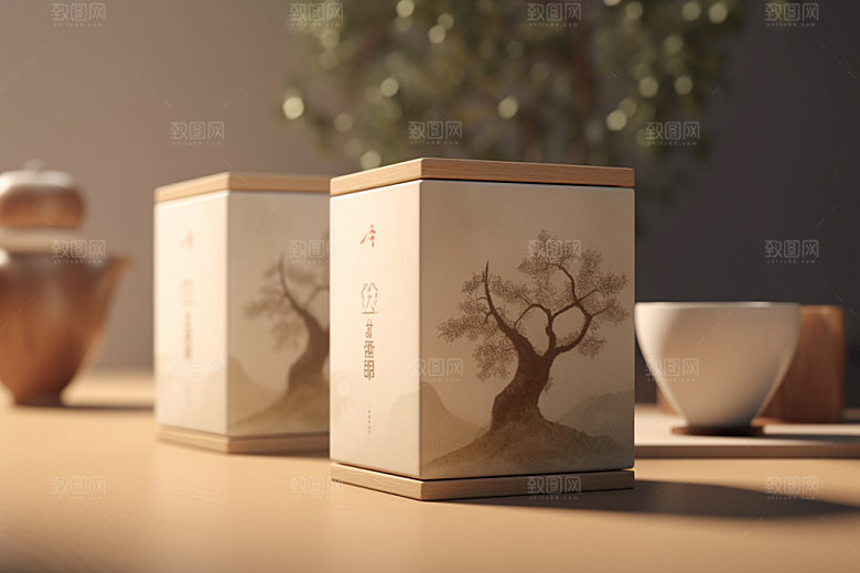 茶叶包装立体中式模型